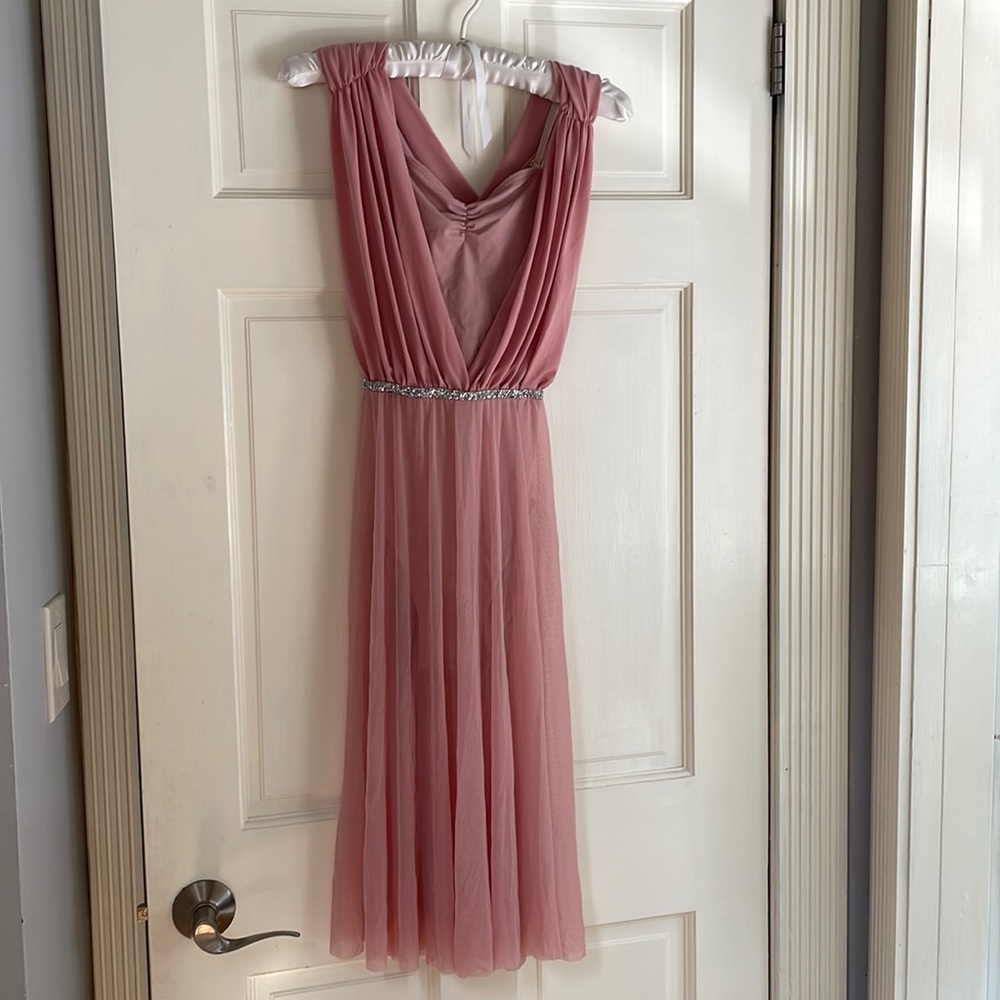 Blush pink lyric/contemporary costume. Custom belt